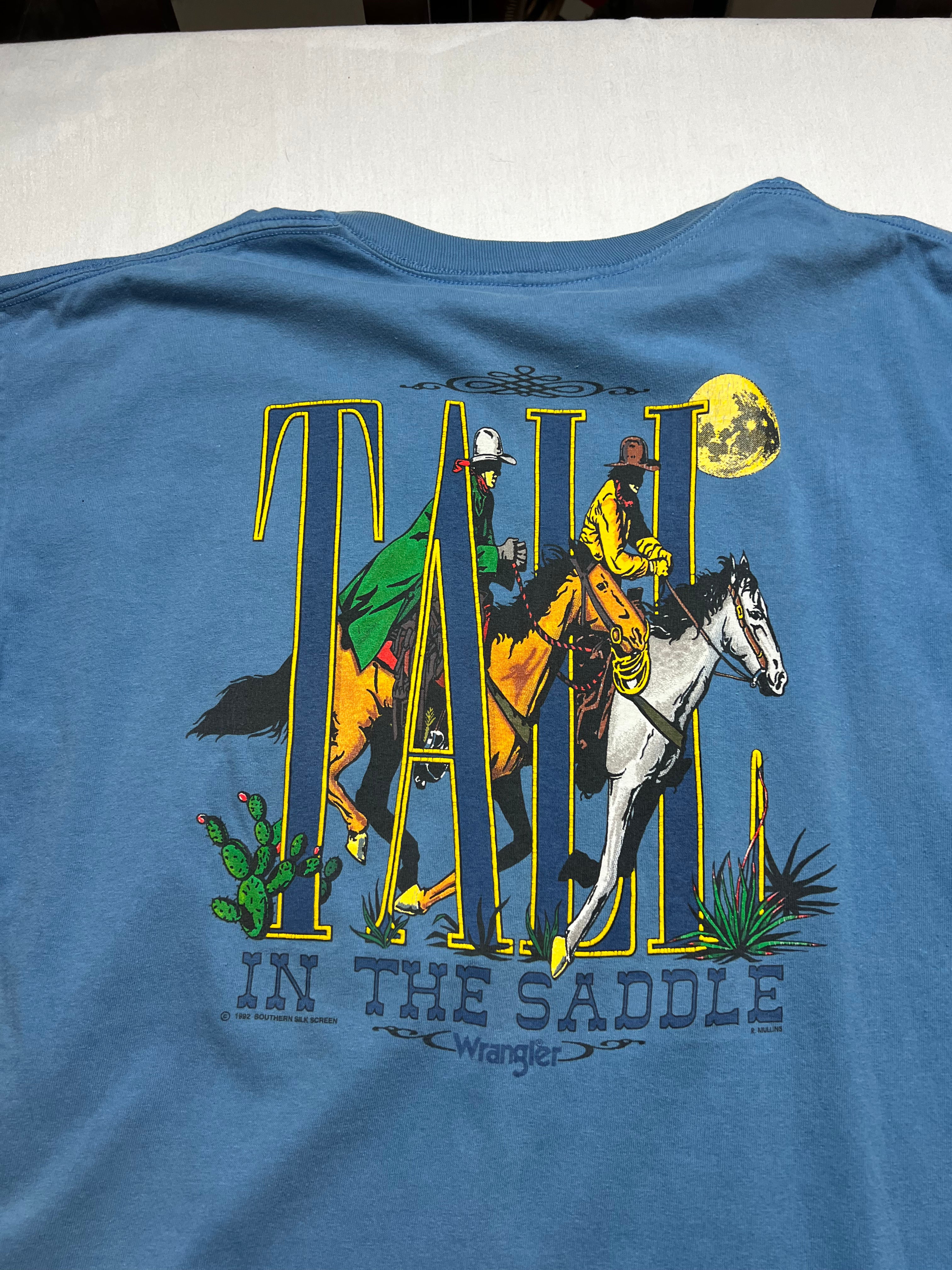 (XL) T-shirt Wrangler bleu imprimé western