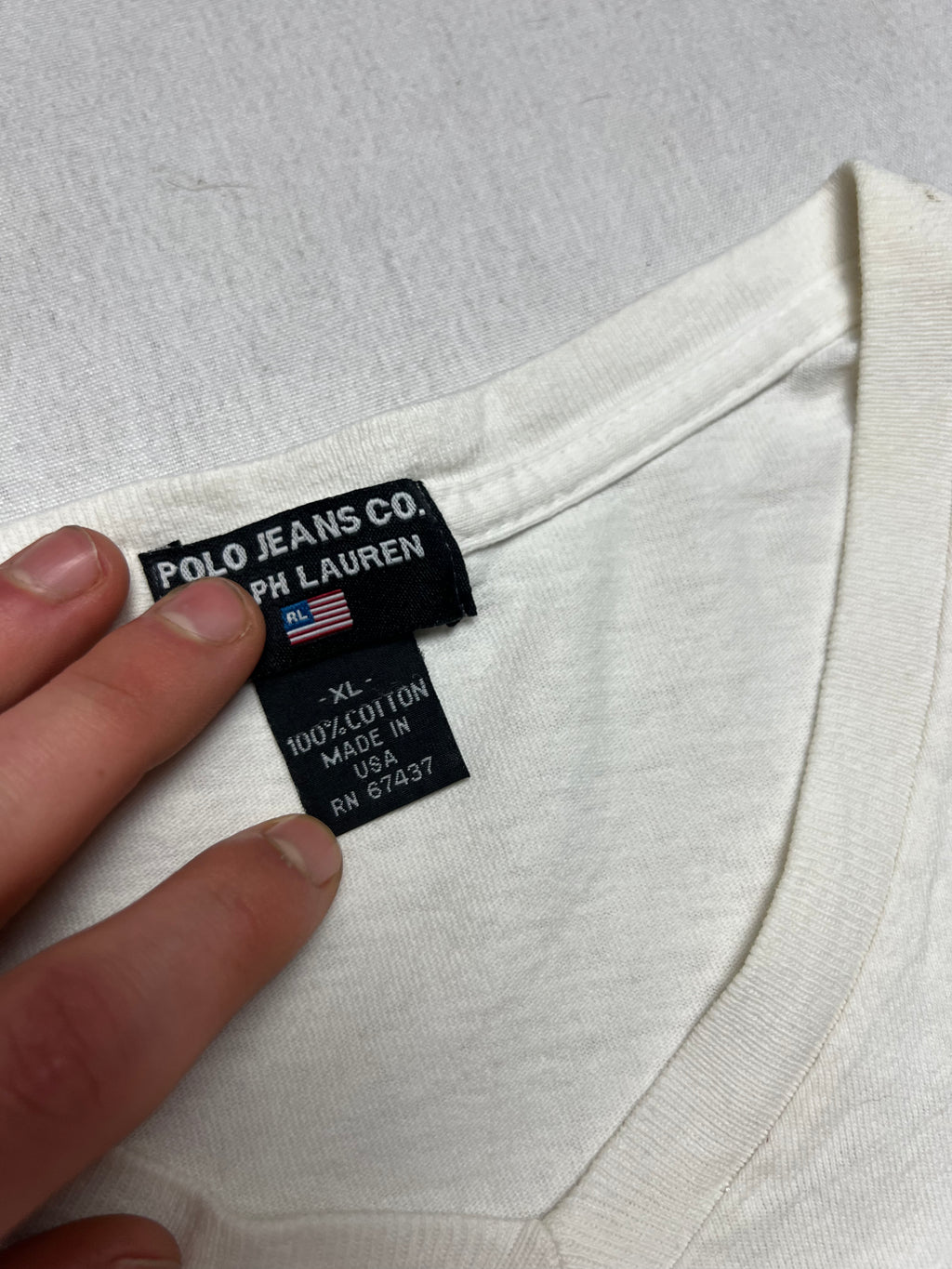(XL) T-shirt Polo Jeans Co. Ralph Lauren blanc vintage