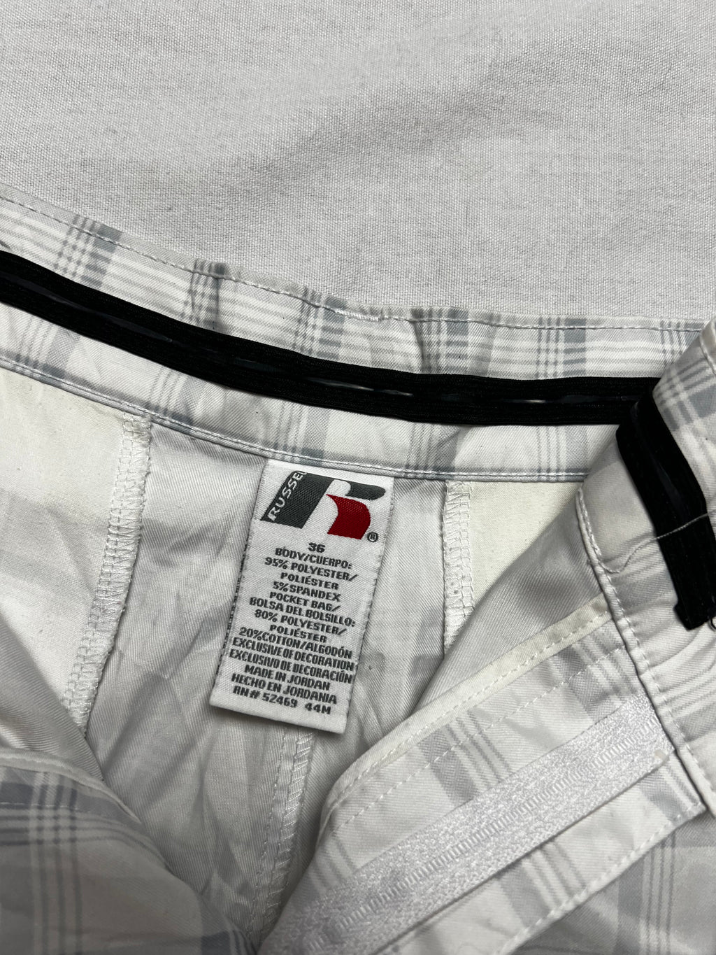 (XL) Short Cargo Russell Carreaux Blanc/Gris
