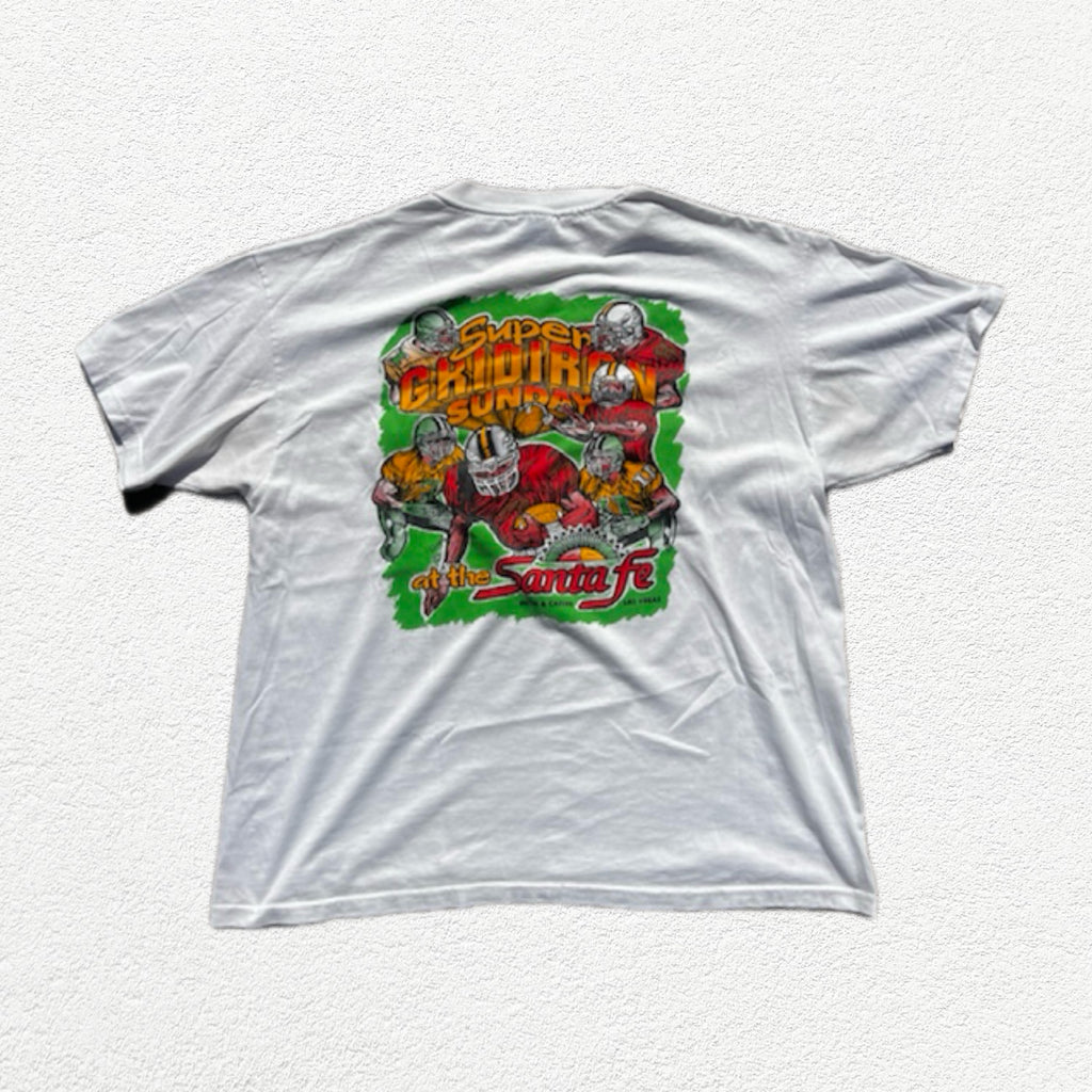 (XL) T-Shirt Vintage 90s Hanes Heavyweight Santa fe blanc