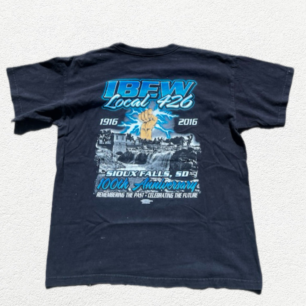 (XL) T-shirt IBEW Local 426 100th Anniversary 2016 Noir Made in USA